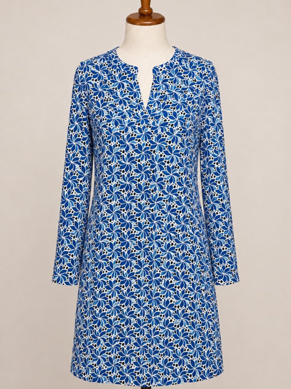Diane von Furstenberg Blue White Floral Print Jersey Dress Size 0